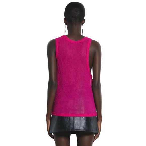 new Helmut Lang ψ Grid Chiffon Asymmetrical Top ψ Fuchsia Hot Pink ψ Large ψ - Picture 14 of 16